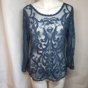 Express Pale Blue Embroyed blouse